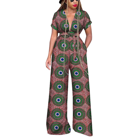 Elegant African Wax Print Cotton Romper Jumpsuit for Women W250177