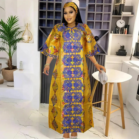 Embroidered African Party Dress – Elegant Traditional Style W250175