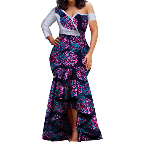 Spring Dashiki Lace Patchwork African Dress for Women W250190