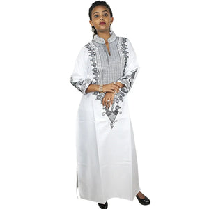 Elegant African Embroidered Cotton Maxi Dress for Women W250144