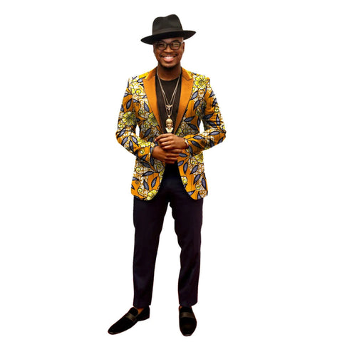 Men’s African Print Dashiki Jacket – Vibrant Long Sleeve Blazer M250107