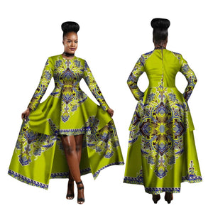Kente Dashiki Maxi Dress – Vibrant African Print Cotton Gown W250126