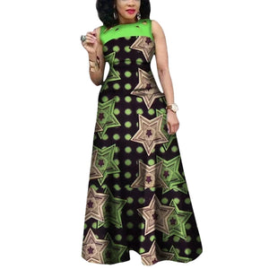 Vibrant African Print Sleeveless Maxi Dress for Women W250192