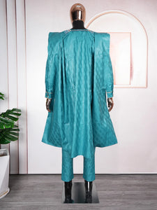 Green Bazin Dashiki Agbada Suit – African Formal Wear for Men M250221