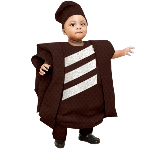 Boys African Print 3-Piece Dashiki Outfit with Hat K250116