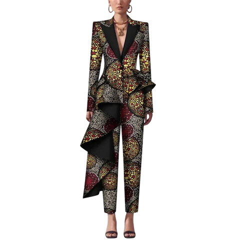 African Dashiki Print Pant Suit Set for Women W250182