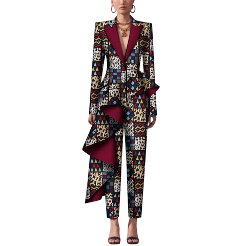 African Dashiki Print Pant Suit Set for Women W250182
