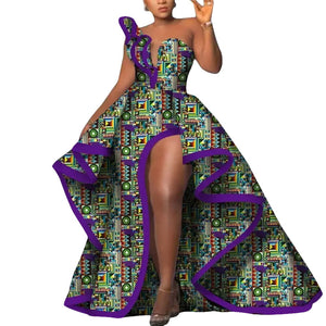 Ankara Floral Print Strapless Maxi Dress – African Party Style W250169