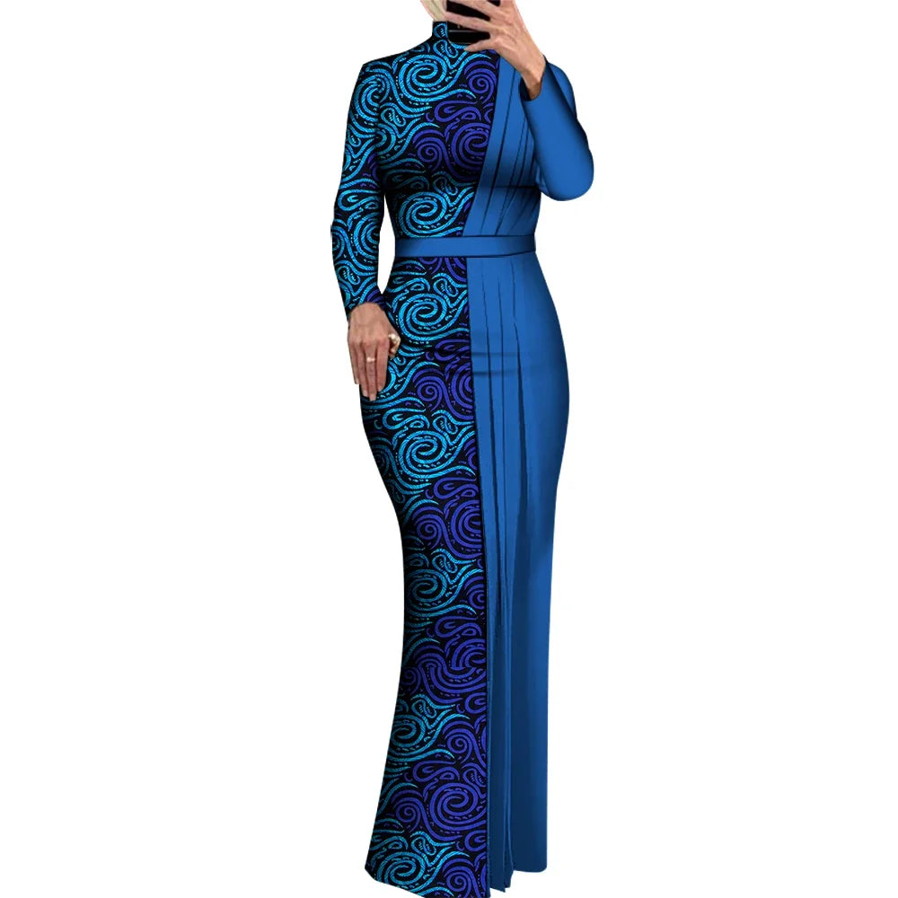 princess polly baby blue dress Elegant Dashiki Print Long Bodycon Dress for Special Occasions W250212 –  Afrinspiration