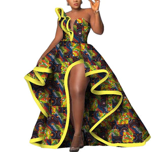 Ankara Floral Print Strapless Maxi Dress – African Party Style W250169