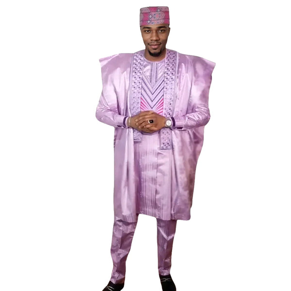 Elegant African Agbada Dashiki Formal 3-Piece Suit for Men M250223