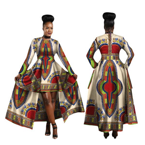Kente Dashiki Maxi Dress – Vibrant African Print Cotton Gown W250126