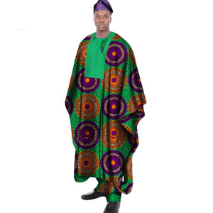 Men’s African Print Dashiki Robe Set with Hat M250130