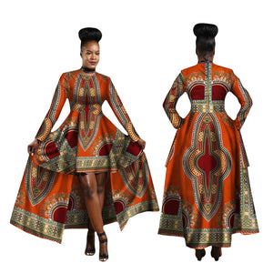 Kente Dashiki Maxi Dress – Vibrant African Print Cotton Gown W250126
