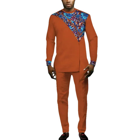 Men's African Print Dashiki Set – Long Sleeve Top & Trousers M250208