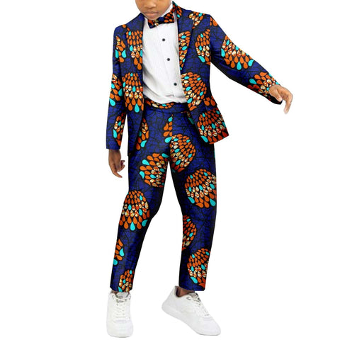 Boys African Patchwork Dashiki Outfit – 2 Piece Set with Shirt & Pants K250114