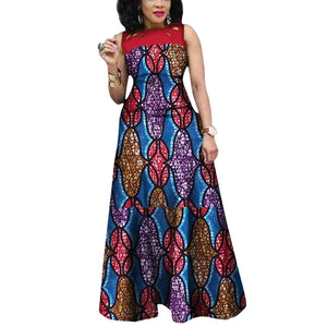 Vibrant African Print Sleeveless Maxi Dress for Women W250192