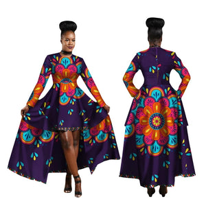 Kente Dashiki Maxi Dress – Vibrant African Print Cotton Gown W250126