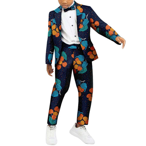 Boys African Patchwork Dashiki Outfit – 2 Piece Set with Shirt & Pants K250114
