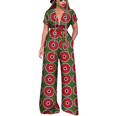 Elegant African Wax Print Cotton Romper Jumpsuit for Women W250177