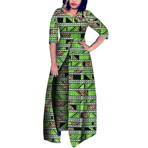 Modern African Print Half Sleeve Jumpsuit for Women W250178