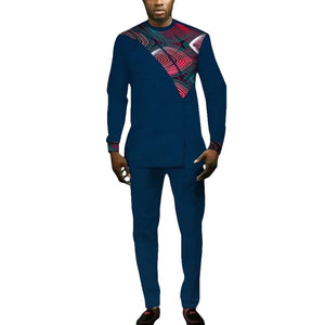 Men's African Print Dashiki Set – Long Sleeve Top & Trousers M250208
