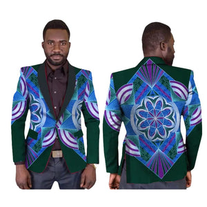Men's African Dashiki Print Single Button Blazer Jacket M250120