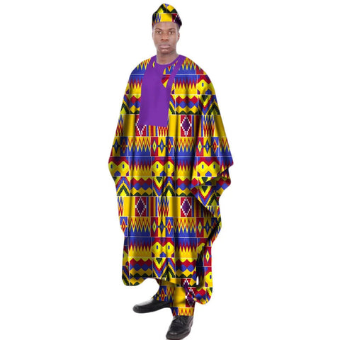Men’s African Print Dashiki Robe Set with Hat M250130