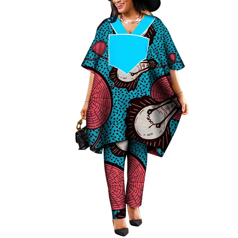 Ankara Print Agbada Two-Piece Set – African Dashiki Suit W250225