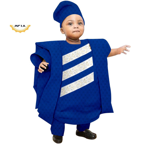 Boys African Print 3-Piece Dashiki Outfit with Hat K250116