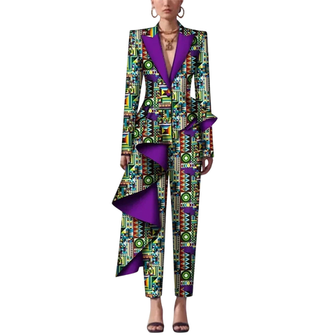 African Dashiki Print Pant Suit Set for Women W250182
