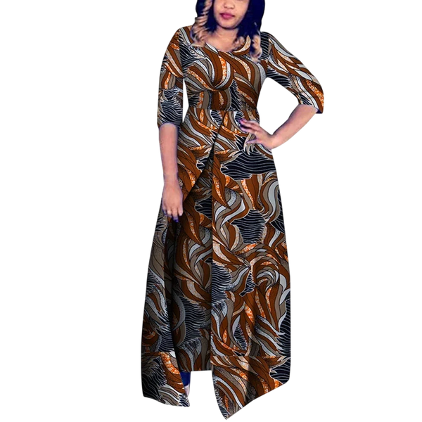 Modern African Print Half Sleeve Jumpsuit for Women W250178