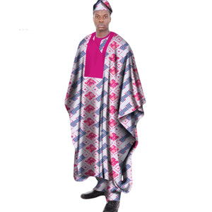 Men’s African Print Dashiki Robe Set with Hat M250130