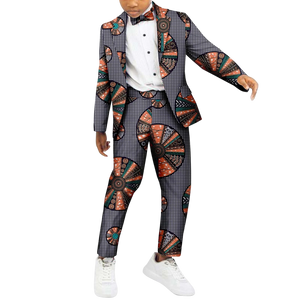 Boys African Patchwork Dashiki Outfit – 2 Piece Set with Shirt & Pants K250114