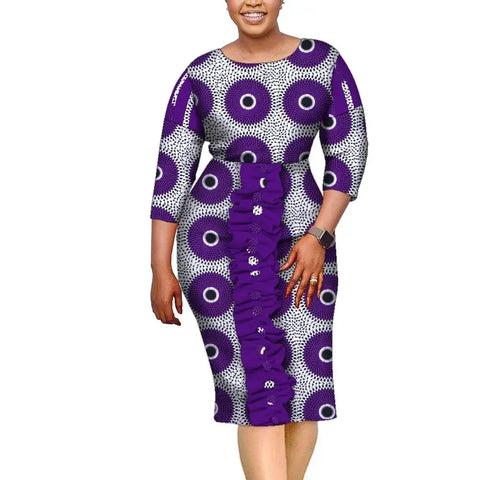 Vibrant African Dashiki Knee-Length Dress with Ethnic Print W250180