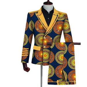 Men’s Bazin Riche Ankara Print 2-Piece Blazer & Pants Set M250111