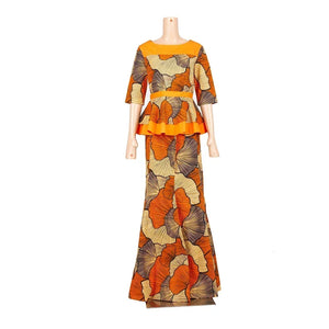 Vibrant African Print Two-Piece Skirt Set for Women W250227