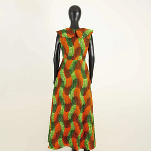 Vibrant Ankara Print Maxi Dress – Sleeveless African Cotton Gown W250202