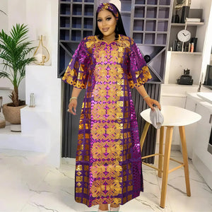 Embroidered African Party Dress – Elegant Traditional Style W250175