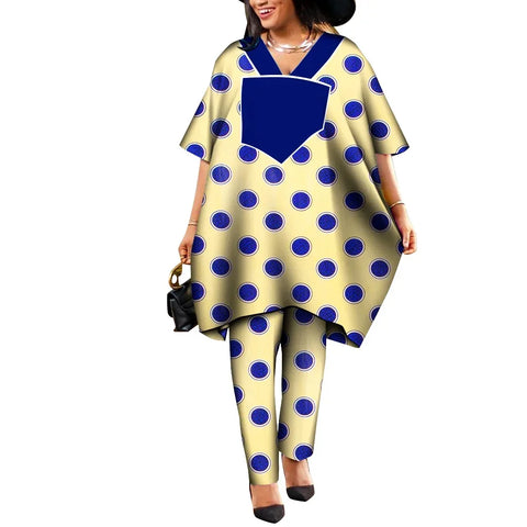 Ankara Print Agbada Two-Piece Set – African Dashiki Suit W250225
