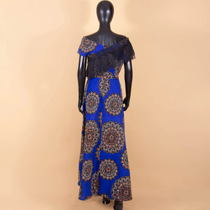 Ankara Print Cotton Maxi Dress with Tassels – Floor Length Elegance W250201