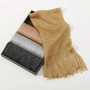 Gold & Silver Shimmer Lace Tassel Evening Shawl Scarf for Women W250173