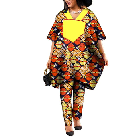 Ankara Print Agbada Two-Piece Set – African Dashiki Suit W250225