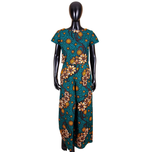 Vibrant African Print Crop Top & Pants Set for Women W250204