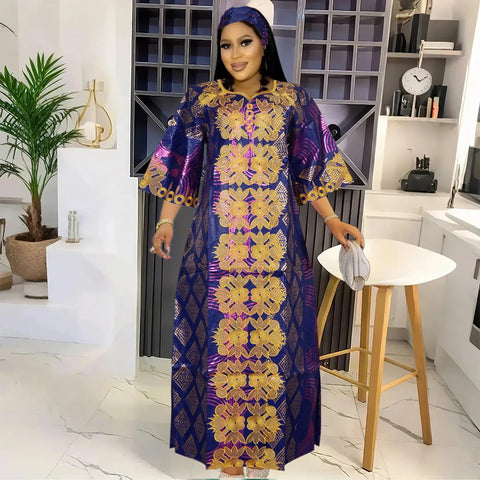 Embroidered African Party Dress – Elegant Traditional Style W250175