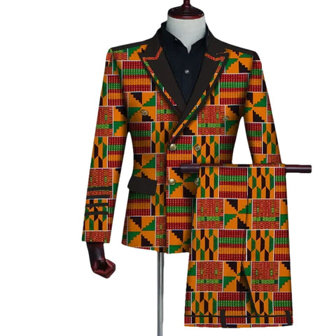Men’s Bazin Riche Ankara Print 2-Piece Blazer & Pants Set M250111
