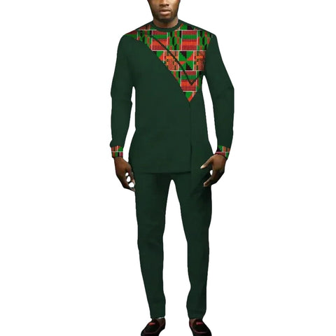 Men's African Print Dashiki Set – Long Sleeve Top & Trousers M250208