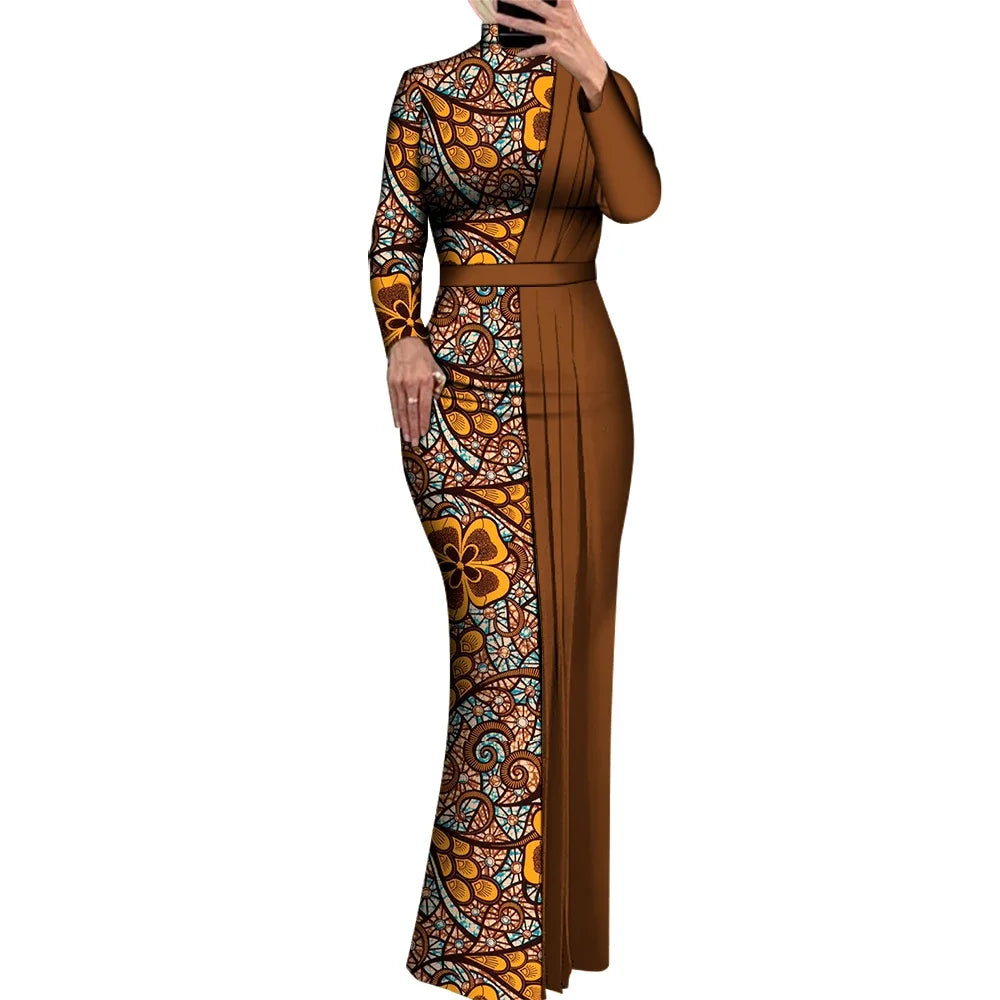 Elegant Dashiki Print Long Bodycon Dress for Special Occasions W250212 –  Afrinspiration