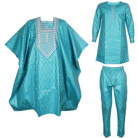 Green Bazin Dashiki Agbada Suit – African Formal Wear for Men M250221