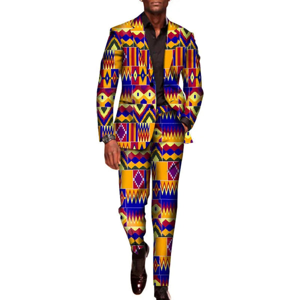 Men’s African Print Two-Piece Blazer & Pants Set M250109